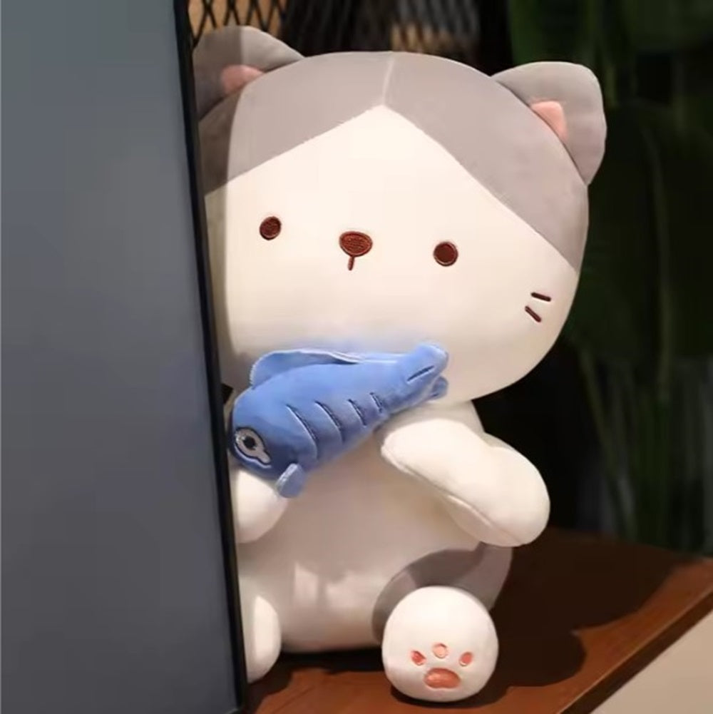 CuddleNest Adorable and Safe Fish Cat Plush Toy for Children – Non-Toxic, Huggable, Washable & Perfect for Birthdays or Nursery Decor