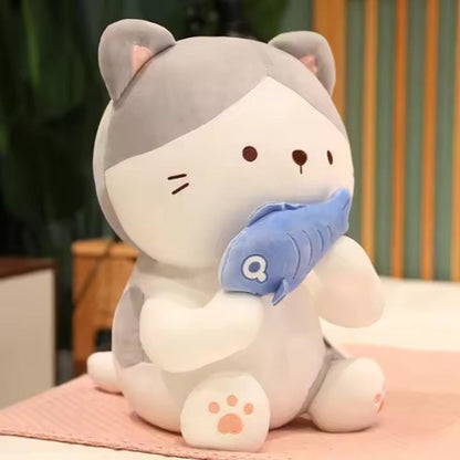 CuddleNest Adorable and Safe Fish Cat Plush Toy for Children – Non-Toxic, Huggable, Washable & Perfect for Birthdays or Nursery Decor