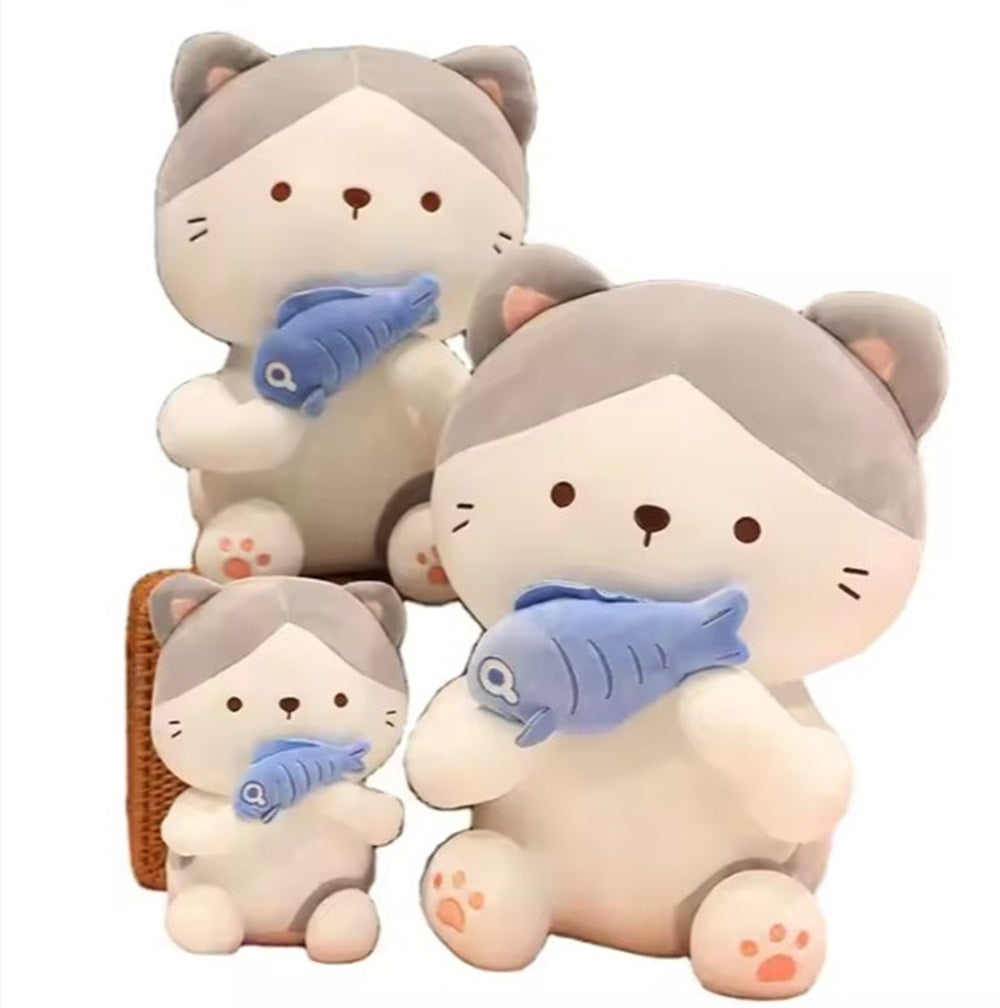 CuddleNest Adorable and Safe Fish Cat Plush Toy for Children – Non-Toxic, Huggable, Washable & Perfect for Birthdays or Nursery Decor