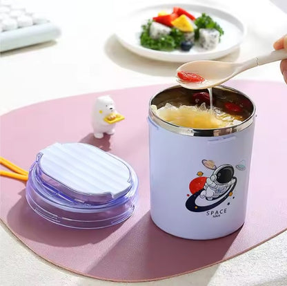 CuddleNest 530ml Stainless Steel Insulated Food Jar | Cartoon Soup Cup for Hot & Cold Meals | Kids School Tiffin | Travel Lunch Container