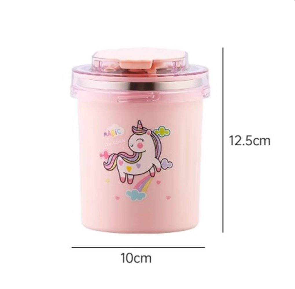 CuddleNest 530ml Stainless Steel Insulated Food Jar | Cartoon Soup Cup for Hot & Cold Meals | Kids School Tiffin | Travel Lunch Container