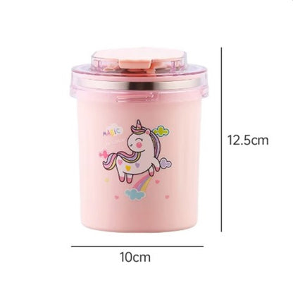 CuddleNest 530ml Stainless Steel Insulated Food Jar | Cartoon Soup Cup for Hot & Cold Meals | Kids School Tiffin | Travel Lunch Container