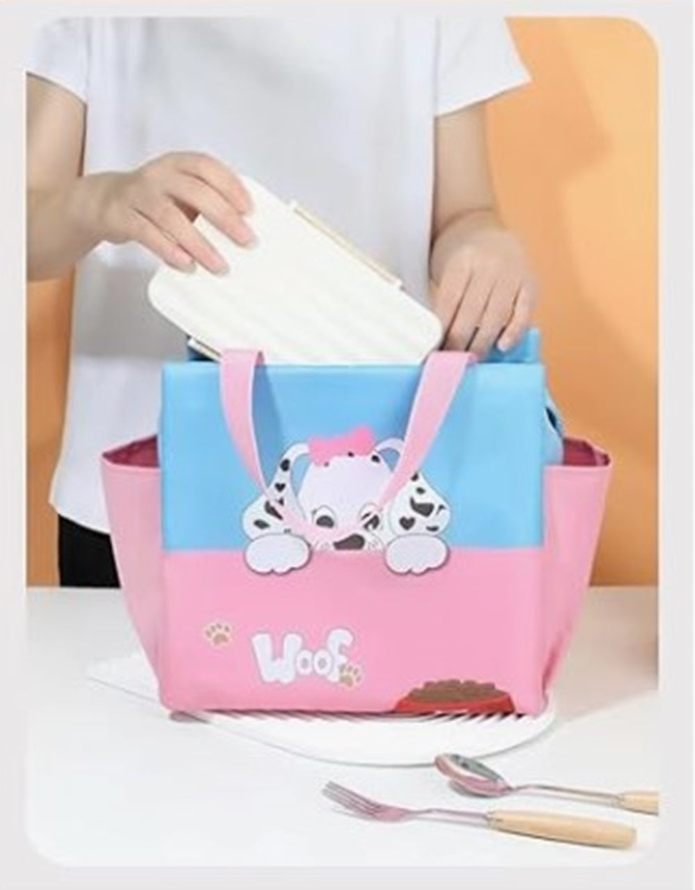 CuddleNest Kids Lunch Tote – Dual Colour, Insulated, Waterproof Food Storage Bag with Adorable Animal Prints for Girls & Boys