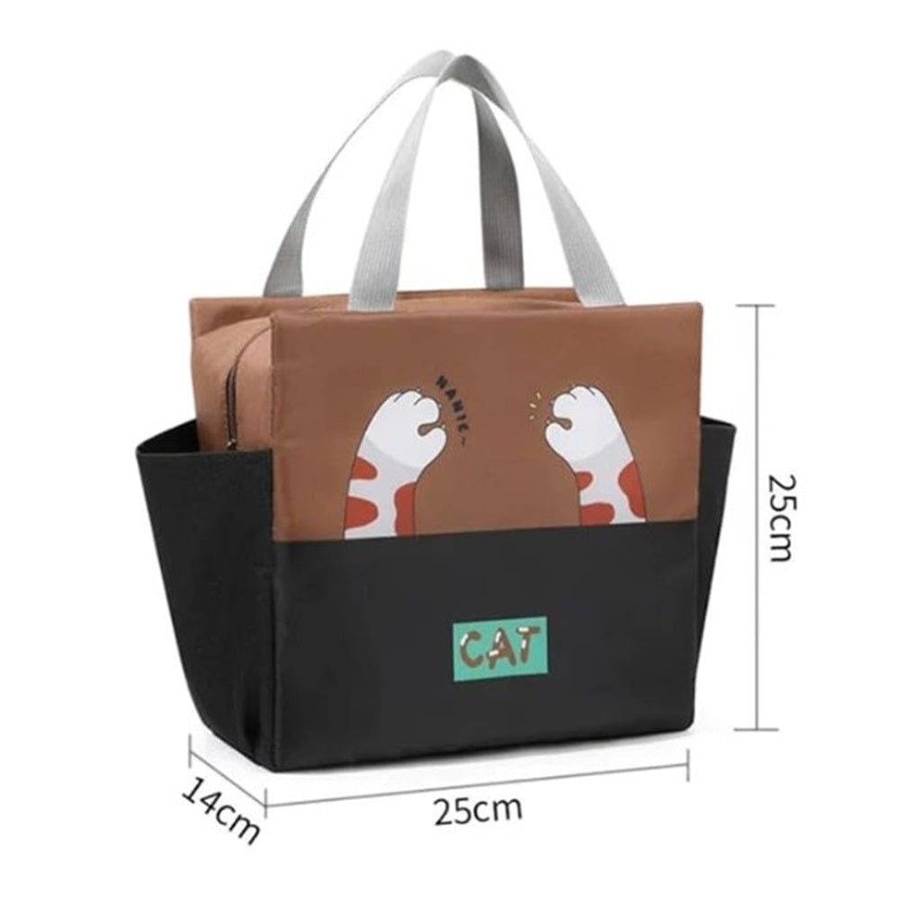 CuddleNest Kids Lunch Tote – Dual Colour, Insulated, Waterproof Food Storage Bag with Adorable Animal Prints for Girls & Boys