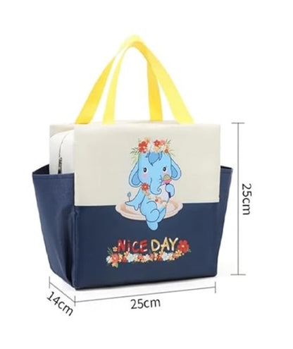 CuddleNest Kids Lunch Tote – Dual Colour, Insulated, Waterproof Food Storage Bag with Adorable Animal Prints for Girls & Boys