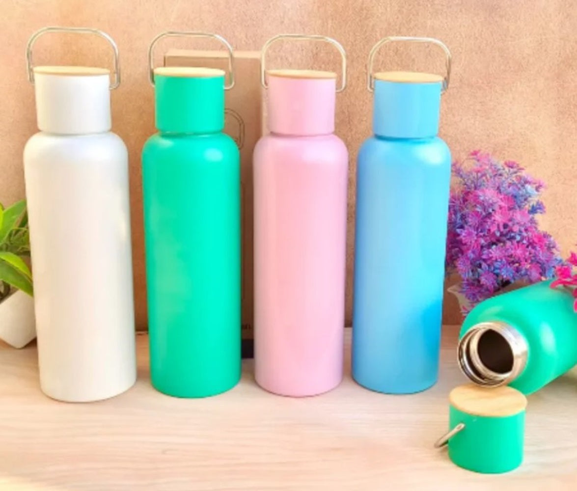 CuddleNest Eco Stainless Steel Water Bottle | 680ml Leak-Proof Bottle with Bamboo Top | Lightweight Reusable Bottle for Travel, Gym & Daily Hydration