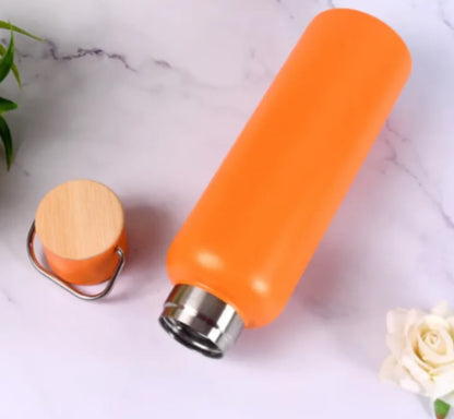 CuddleNest Eco Stainless Steel Water Bottle | 680ml Leak-Proof Bottle with Bamboo Top | Lightweight Reusable Bottle for Travel, Gym & Daily Hydration