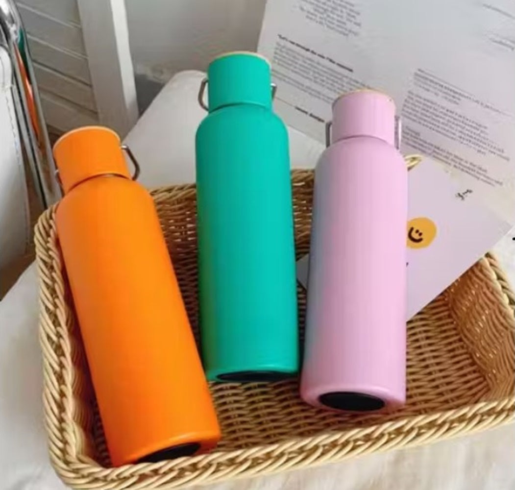 CuddleNest Eco Stainless Steel Water Bottle | 680ml Leak-Proof Bottle with Bamboo Top | Lightweight Reusable Bottle for Travel, Gym & Daily Hydration