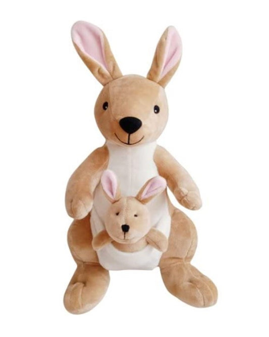 CuddleNest Kangaroo Soft Toy with Baby Joey Pouch – Ultra Soft & Cuddly Plush Animal for Kids, Toddlers, Boys, Girls & Gifting Stuffed Toy | 35 Cm