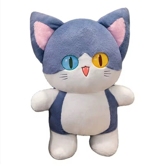 CuddleNest Adorable Cat Plush Toy with Unique Dual-Coloured Eyes – Fluffy Blue & White Soft Toy for Kids, Nursery Décor & Birthday Gifts | 30 Cm