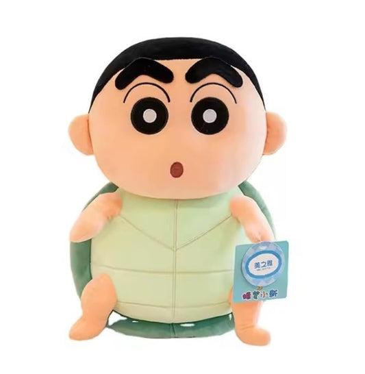 CuddleNest Cute Anime Shinchain Character Plush Toy | Shin chan Inspired Soft Doll with Green Shell Design | 25cm Stuffed Plushie Gift for Kids & Girls