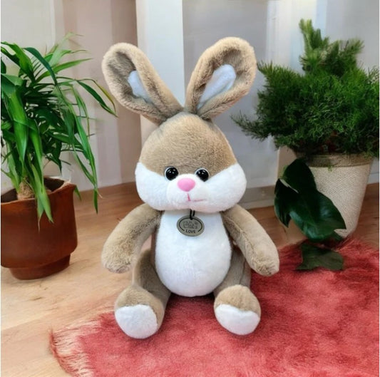 CuddleNest Plush Bunny Soft Toy | 40cm Stuffed Animal | Beige & White Cuddly Rabbit Teddy for Kids, Baby Girls & Gifting