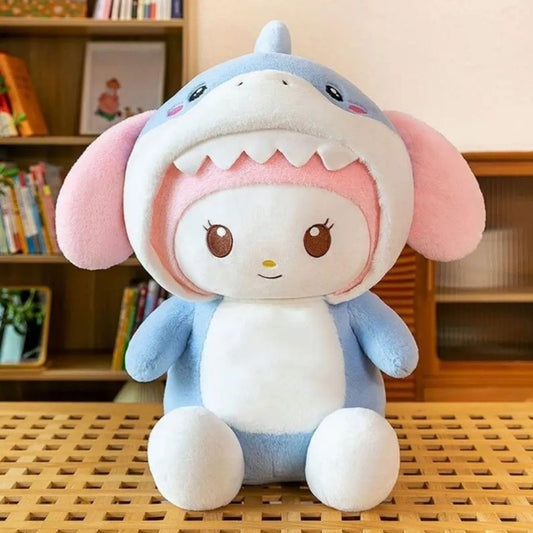 Kawaii Shark Bunny Plush Toy – Huggable Stuffed Animal Doll for Cuddles, Home Décor Ultra Soft Bunny Plushie for Kids, Baby Girls, Toddlers & Collectors (40 cm) (Purple)
