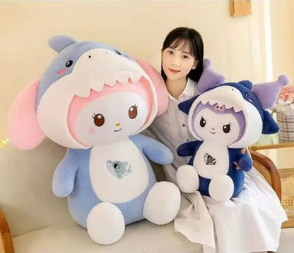 Kawaii Shark Bunny Plush Toy – Huggable Stuffed Animal Doll for Cuddles, Home Décor Ultra Soft Bunny Plushie for Kids, Baby Girls, Toddlers & Collectors (40 cm) (Purple)