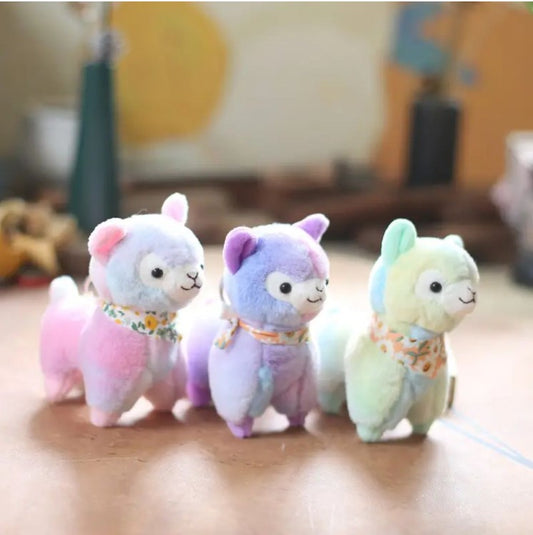 CuddleNest Kawaii Plush Animal – Sheep/Alpaca Inspired Cuddly Toy in Rainbow Color | Soft Plush Doll for All Ages (25cm) (Any one Piece)