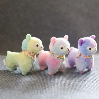 CuddleNest Kawaii Plush Animal – Sheep/Alpaca Inspired Cuddly Toy in Rainbow Color | Soft Plush Doll for All Ages (25cm) (Any one Piece)