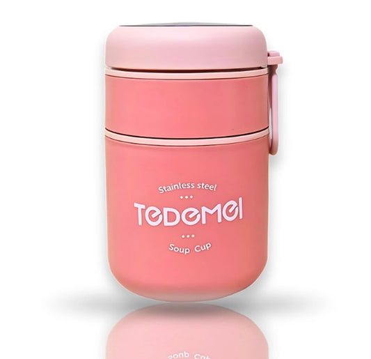 CuddleNest Insulated Stainless Steel Soup Cup Lunch Box 710 ml | Leakproof 2 Compartment Food Jar with Spoon for Office, School and Travel