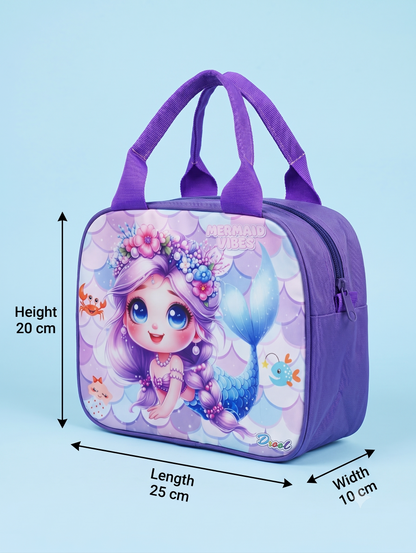 CuddleNest Kids Insulated Lunch Bag – Thermal Tiffin Bag with Back Zipper Pocket (5L Capacity) | Astronaut, Unicorn, Kuromi & Mermaid Prints